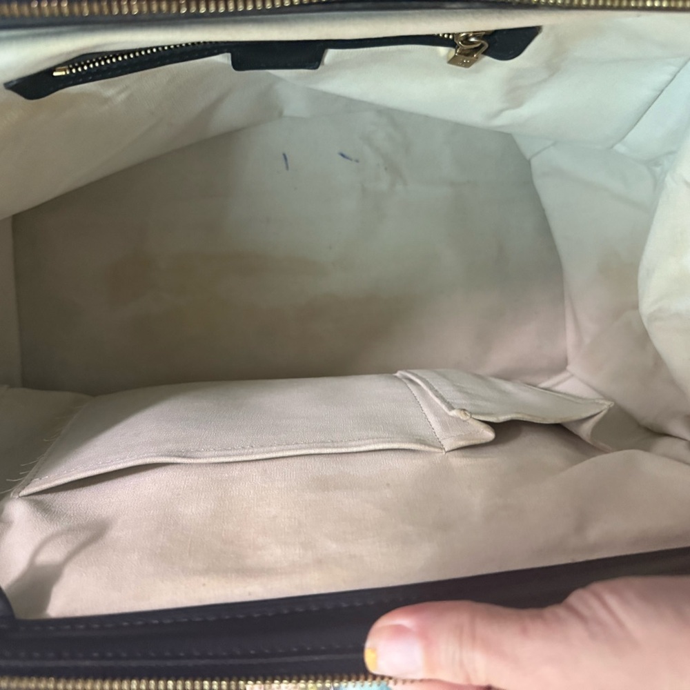 Louis Vuitton Beige Monogram Canvas Shoulder Bag with Black Trim - Picture 6 of 14